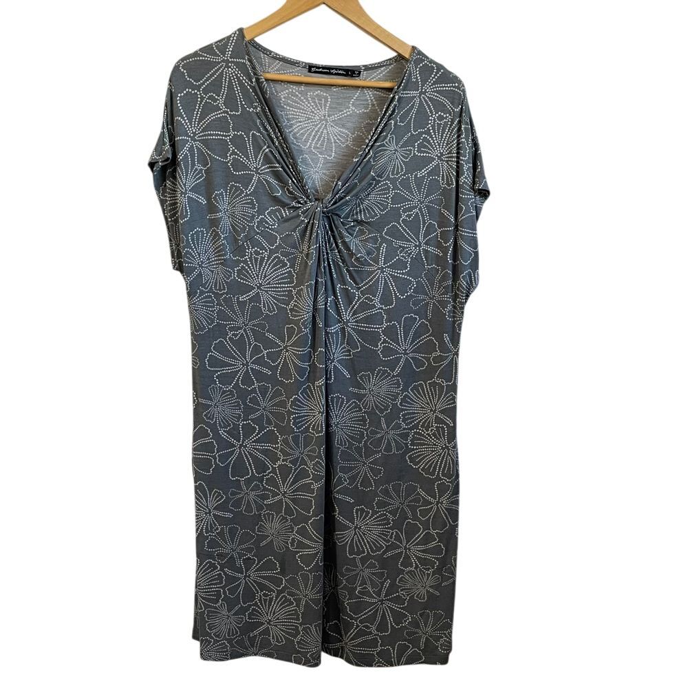 Gundrun‎ Sjoden Dress Womens Large Gray Modal Tunic Summer Dress Lagenlook